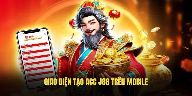 Giao diện tạo acc J88 trên mobile